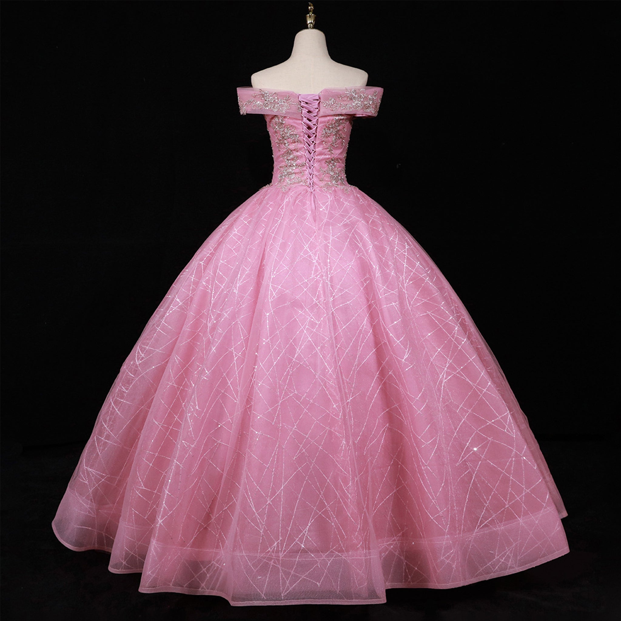 Pink Off Shoulder Quinceanera Dress Ball Gown Formal Dress - Rosymae