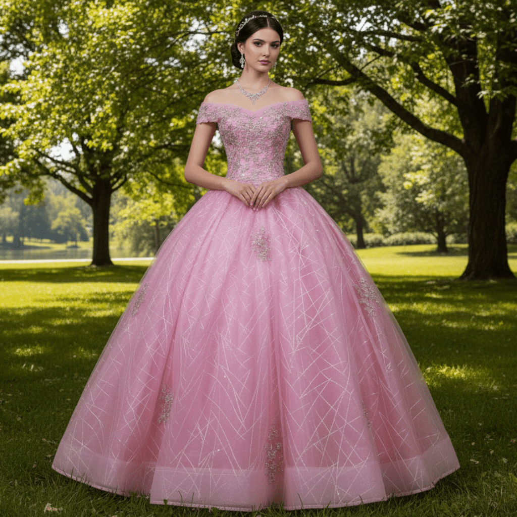Pink Off Shoulder Quinceanera Dress Ball Gown Formal Dress - Rosymae