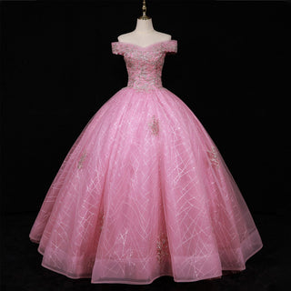 Pink Off Shoulder Quinceanera Dress Ball Gown Formal Dress - Rosymae