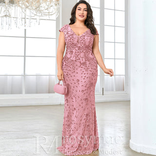 Sparkly Sequined Plus Size Mermaid Long Mother of the Bride Dress