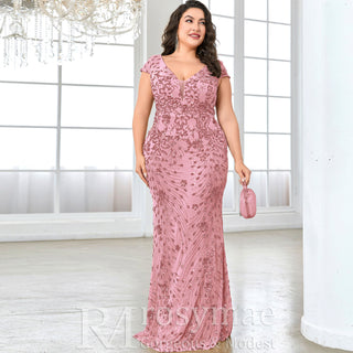 Sparkly Sequined Plus Size Mermaid Long Mother of the Bride Dress