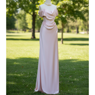 Elegant Off the Shoulder Sheath Wedding Dress with Brush Train