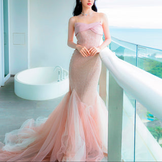 Pink Mermaid & Tight Prom Dresses Evening Gowns with Sequins