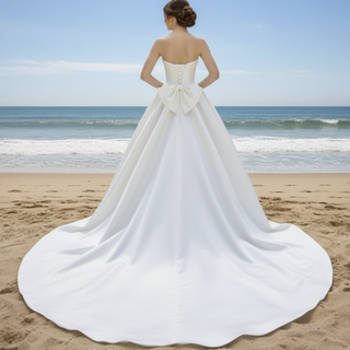 Plain Satin Bridal Gowns Simple A-line Wedding Dress