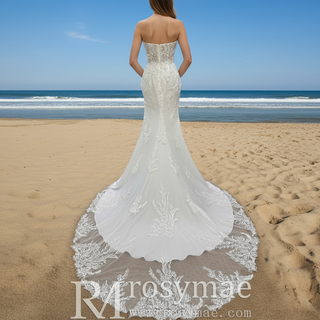 Romantic And Floral Mermaid Wedding Dress With Slit