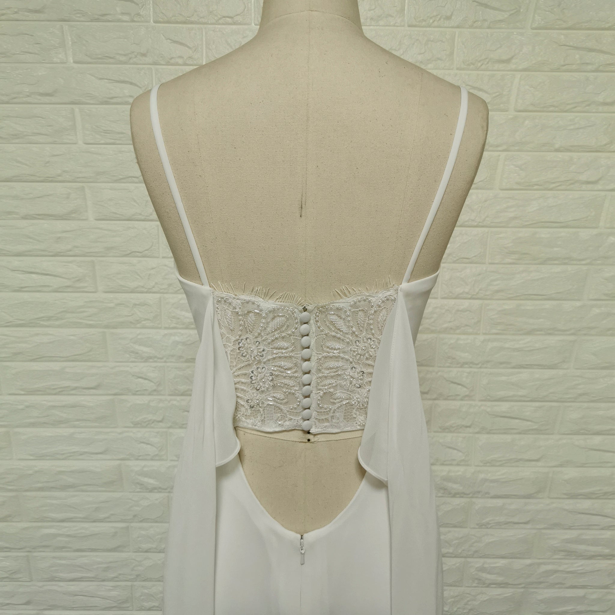 Plunging Vneck Fit and Flare Wedding Dress with Spaghetti Straps - Rosymae