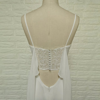 Plunging Vneck Fit and Flare Wedding Dress with Spaghetti Straps - Rosymae