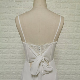 Plunging Vneck Fit and Flare Wedding Dress with Spaghetti Straps - Rosymae