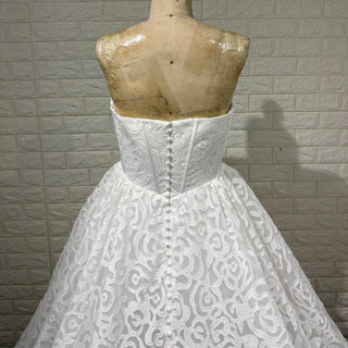 Plus Size A-Line Lace Boat Neck Wedding Dress - Rosymae