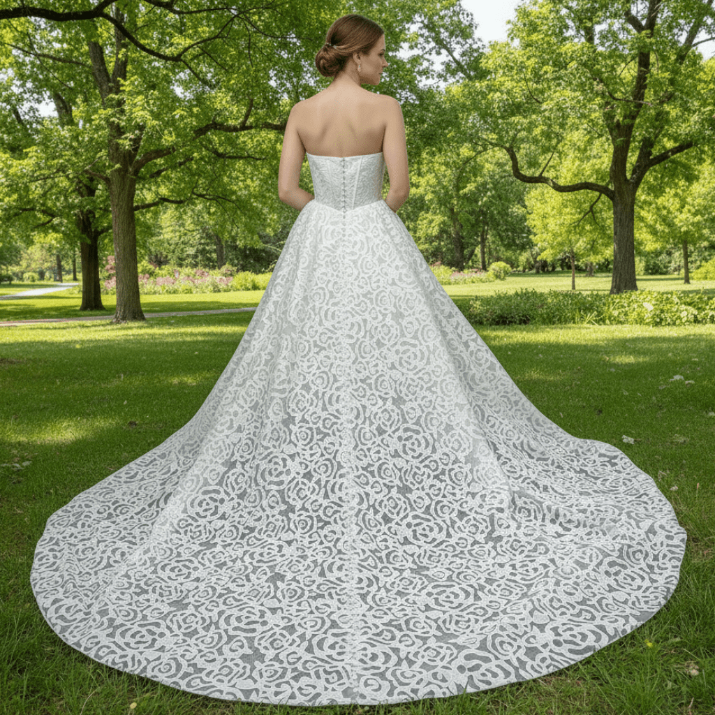 Plus Size A-Line Lace Boat Neck Wedding Dress - Rosymae