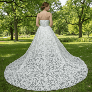 Plus Size A-Line Lace Boat Neck Wedding Dress - Rosymae