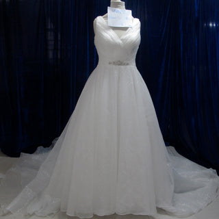 Plus Size A-Line V-Neck Sparkly Tulle Wedding Dress - Rosymae