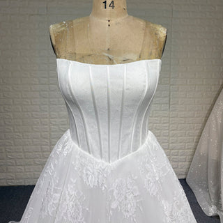 Plus Size Floral Lace A-Line Wedding Dress - Rosymae
