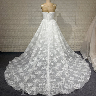 Plus Size Floral Lace A-Line Wedding Dress - Rosymae