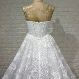 Plus Size Floral Lace A-Line Wedding Dress - Rosymae