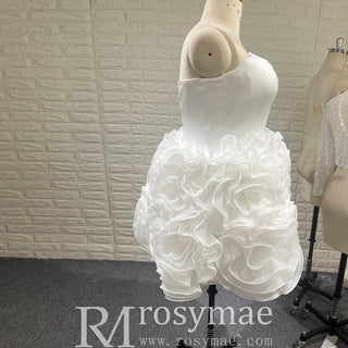 Strapless Plus Size Short Curve Wedding Dresses with Ruffled Skirt