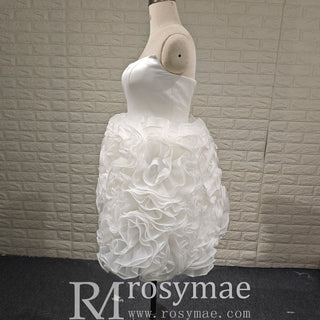 Strapless Plus Size Short Curve Wedding Dresses with Ruffled Skirt