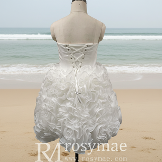 Strapless Plus Size Short Curve Wedding Dresses with Ruffled Skirt
