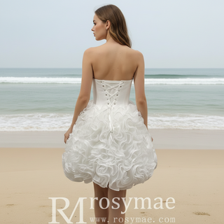 Strapless Plus Size Short Curve Wedding Dresses with Ruffled Skirt