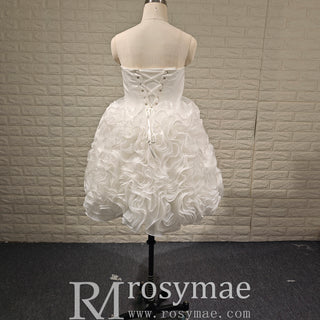 Strapless Plus Size Short Curve Wedding Dresses with Ruffled Skirt