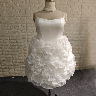 Strapless Plus Size Short Curve Wedding Dresses with Ruffled Skirt