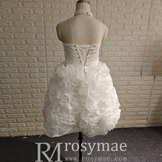 Strapless Plus Size Short Curve Wedding Dresses with Ruffled Skirt