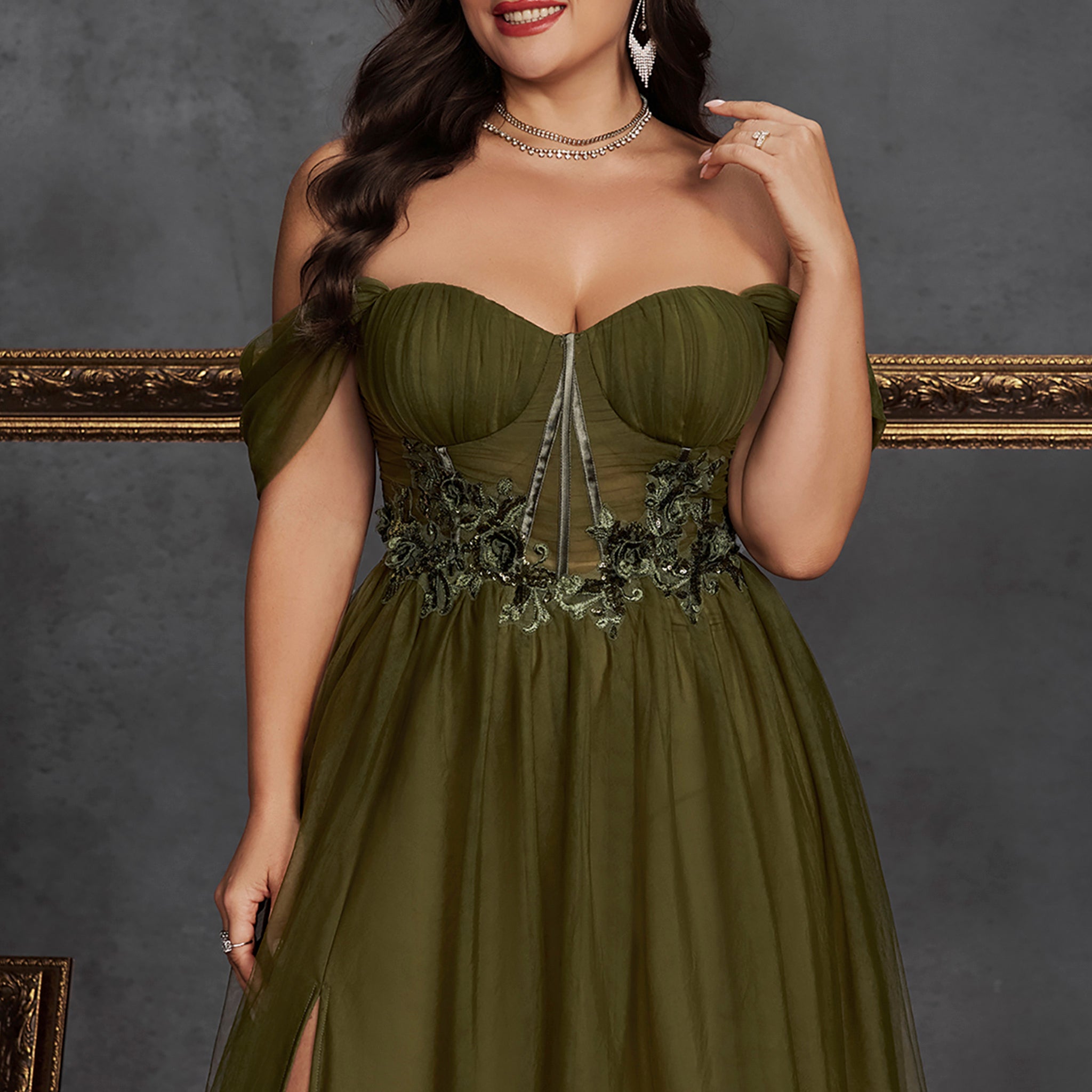 Charming Glamorous Elegant Women Plus Size Evening Gowns Prom Dresses Hunter Green / 3XL Charming Glamorous Elegant Women Plus Size Evening Gowns Prom Dresses Hunter Green / 3XL