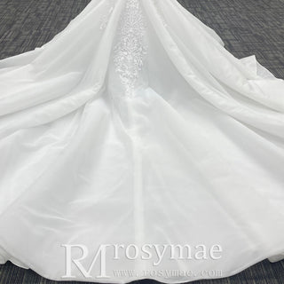 Plus Size Vneck Mermaid & Trumpet Wedding Dress with Long Sleeve - Rosymae