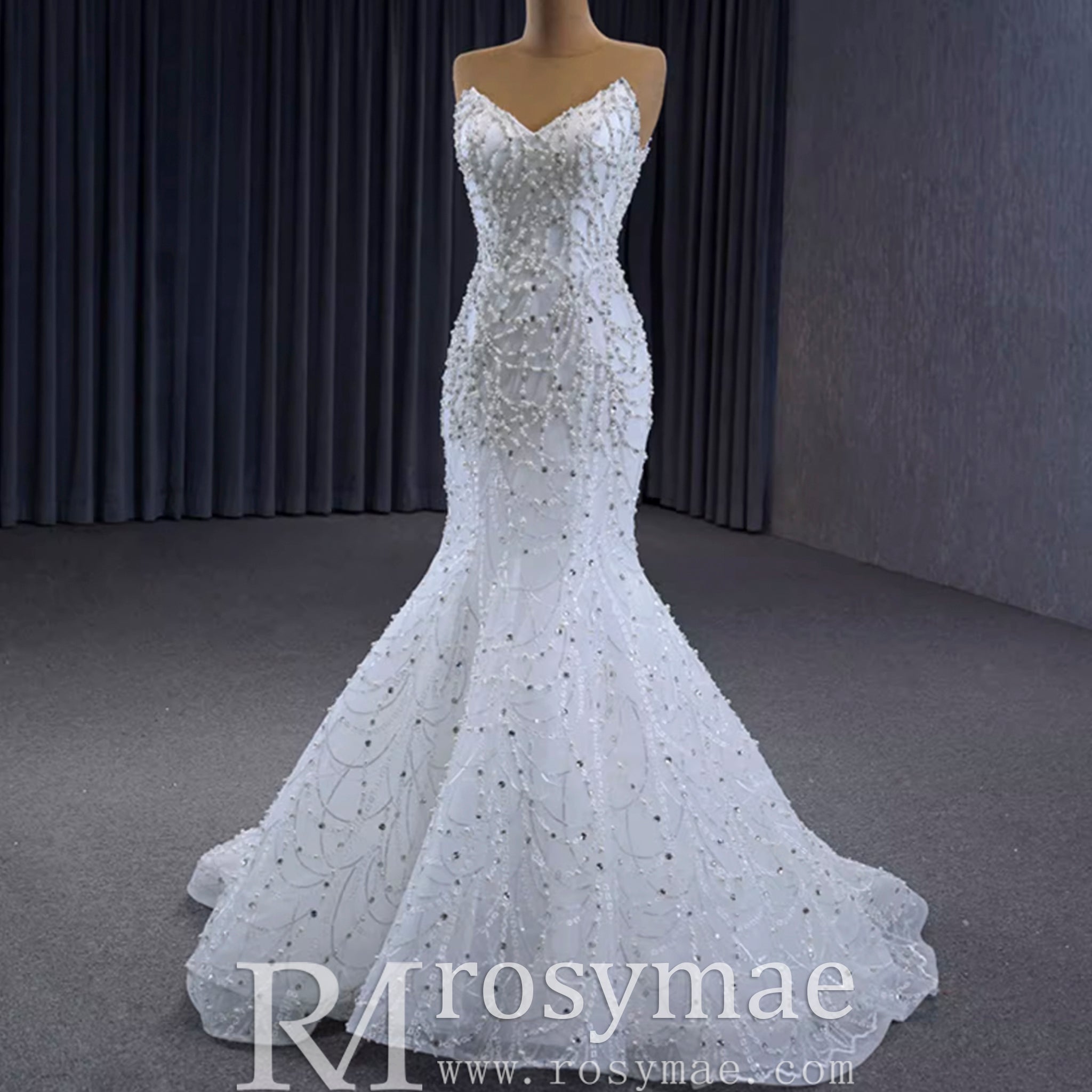 Popular Design 2 in 1 Mermaid Wedding Dress with Detachable Train - Rosymae