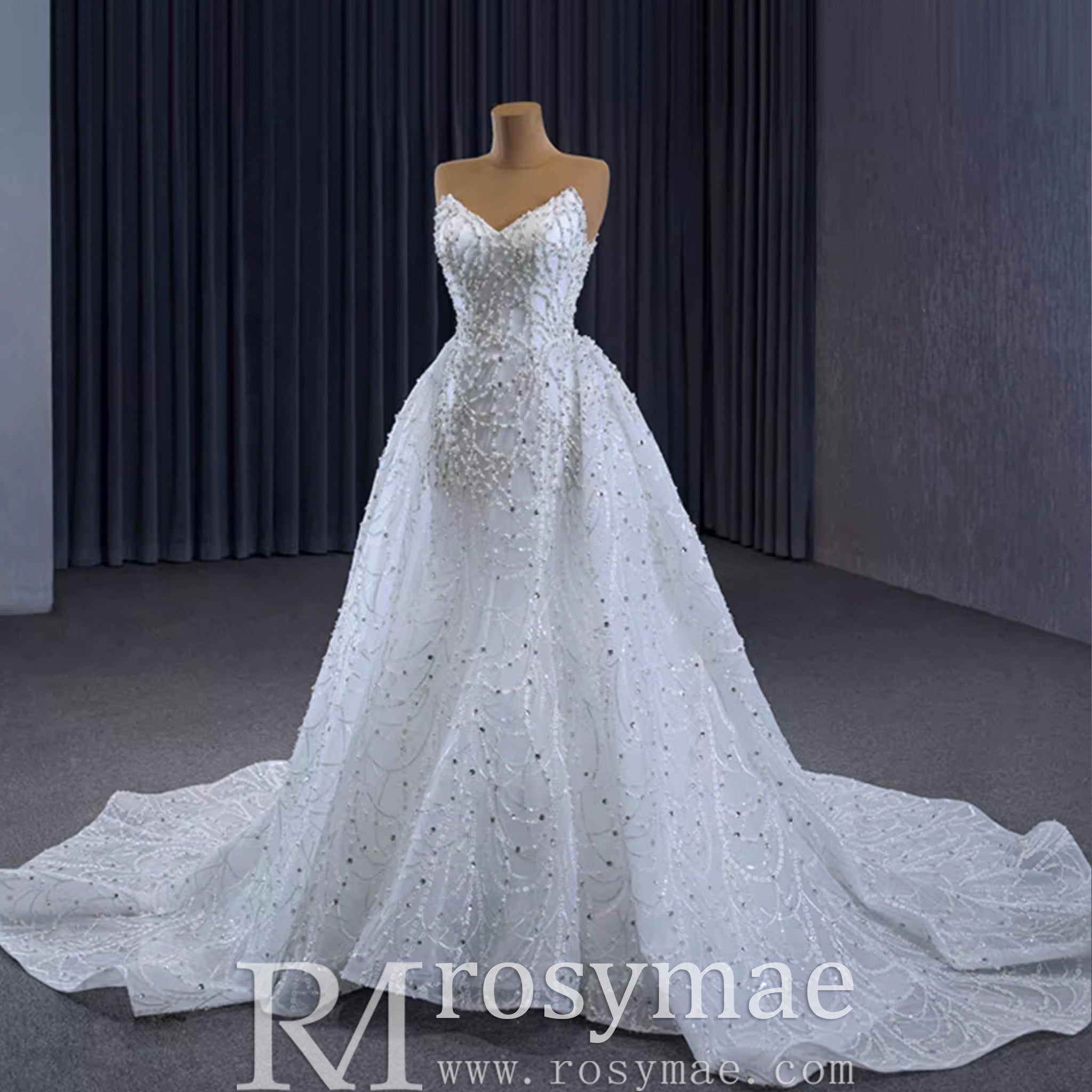 Popular Design 2 in 1 Mermaid Wedding Dress with Detachable Train - Rosymae