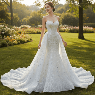 Popular Design 2 in 1 Mermaid Wedding Dress with Detachable Train - Rosymae