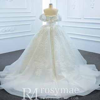 Popular Off the Shoulder Lace Ball Gown Wedding Dress - Rosymae