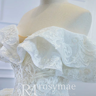 Popular Off the Shoulder Lace Ball Gown Wedding Dress - Rosymae