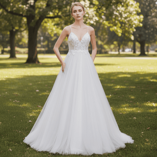 Popular Spaghetti Straps A Line Wedding Dress - Rosymae