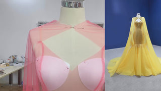 Mermaid Tulle Sequins Spaghetti Straps Prom Dress With Cape