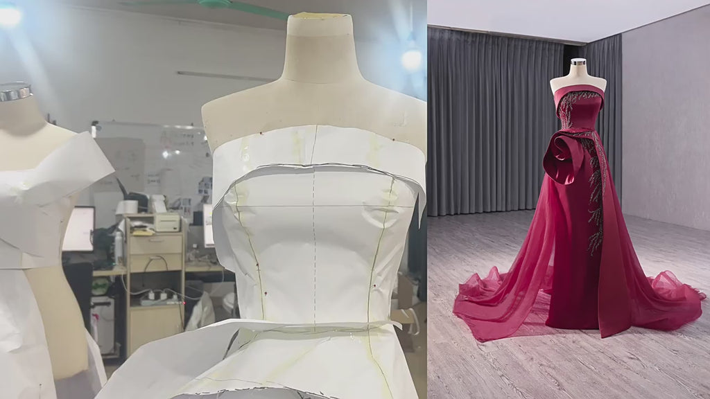 High-end Elegant Burgundy Handmade Beading Sequins Evening Prom Dresses