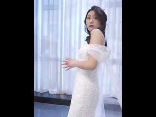 Beaded Off the Shoulder Mermaid Wedding Dress with Long Cape Sleeve