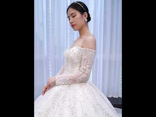 Luxury Wedding Dress Off the Shoulder Long Sleeve Wedding Gown