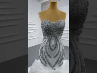 Ruffled Rosette Mermaid Wedding Gown with Detachable Sleeves