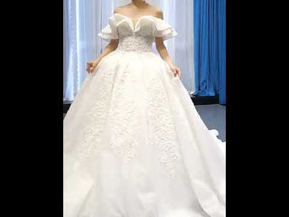 Popular Off the Shoulder Lace Ball Gown Wedding Dress