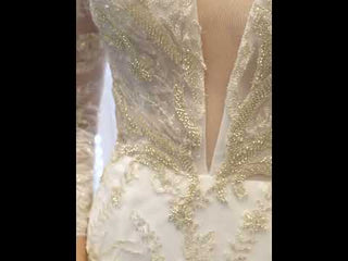 Long Sleeve Mermaid Wedding Dress with Detachable Skirt