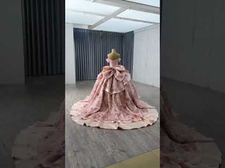 Pink Wedding Dress Tiered Bridal Gown Layered Ball Gown Quinceanera Dress