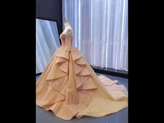 Beaded Ball Gown Long Sleeve Wedding Dress with Off the Shoulder