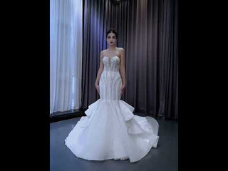 Strapless Sparkly Trumpet Wedding Dress with Ruffle Skirt