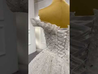Ball Gown Off the Shoulder Wedding Gown Beaded Pearl Wedding Dress