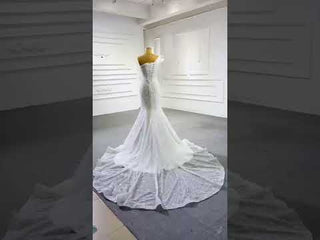 Sparkly Mermaid Sequins Beading Wedding Dress with One Shoulder