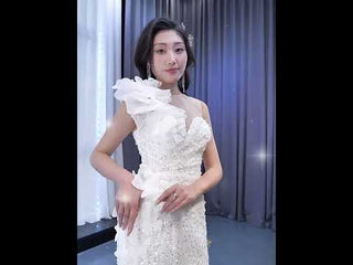 Shiny Vintage Lace Long Sleeve Wedding Dress with Overskirt