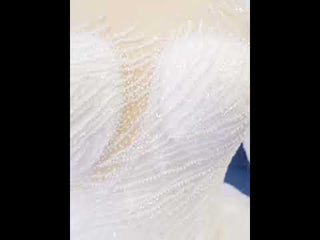 Sparkly High Neck Puffy Wedding Dress with Long Sleeve