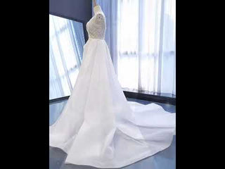 Beaded Sparkly Mermaid Wedding Dress with Detachable Skirt