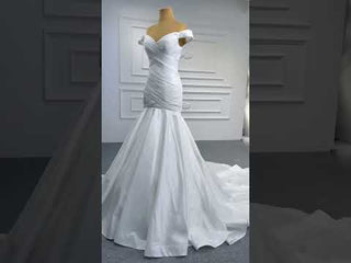 Satin Mermaid Wedding Dress Off the Shoulder Trumpet Wedding Gown